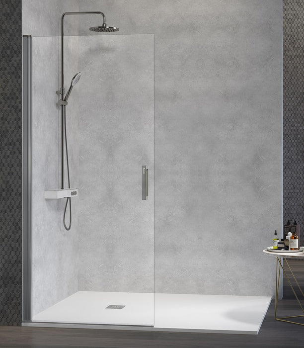 KASSANDRA NARDI Shower Screen Front Hinged Door Without Closing Profile Silver Gloss Transparent
