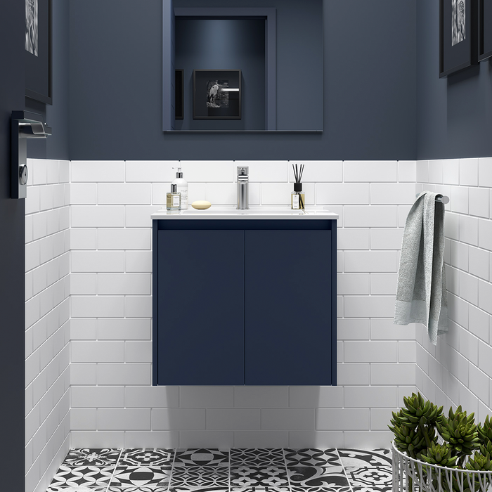 SALGAR NOJA Mueble de Baño con Lavabo 2 Puertas Color Azul Mate