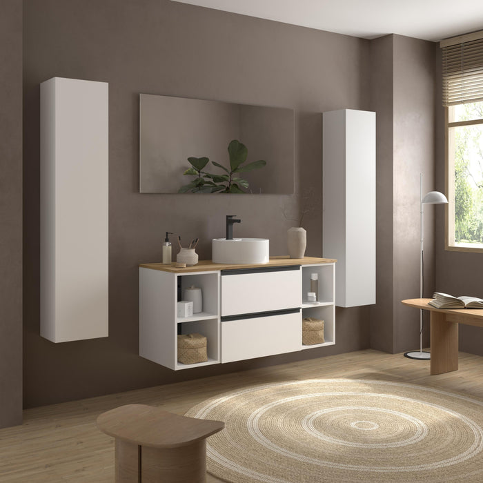 SALGAR 116070 BEQUIA PLUS METAL Mueble de Baño 1 poza Porcelana 120cm Blanco Mate