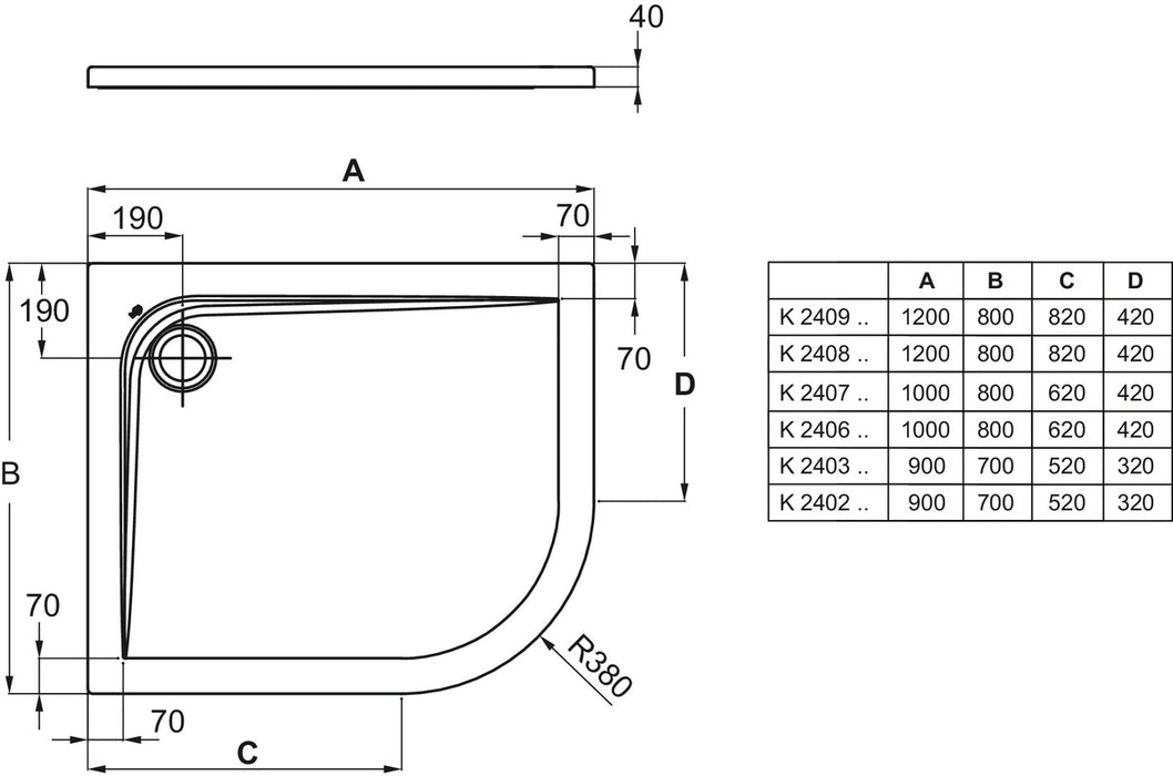 IDEAL STANDARD K240301 ULTRAFLAT Plato Ducha Acrílico Asimétrico 90x70 Izquierda Blanco