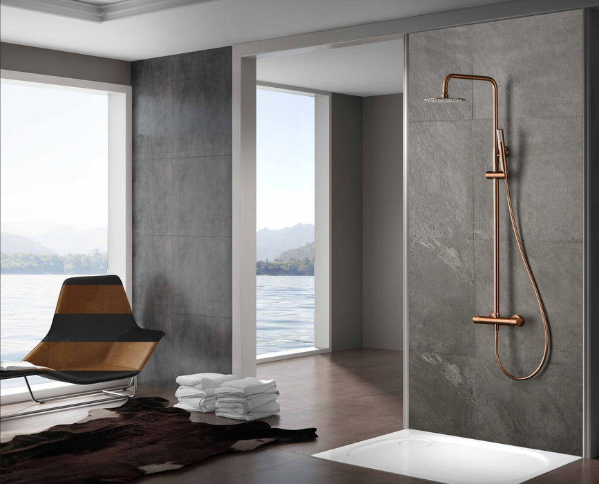 IMEX BTM039/ORC MONZA Conjunto Grifo Ducha Telescópico Termostático Oro Rosa Cepillado