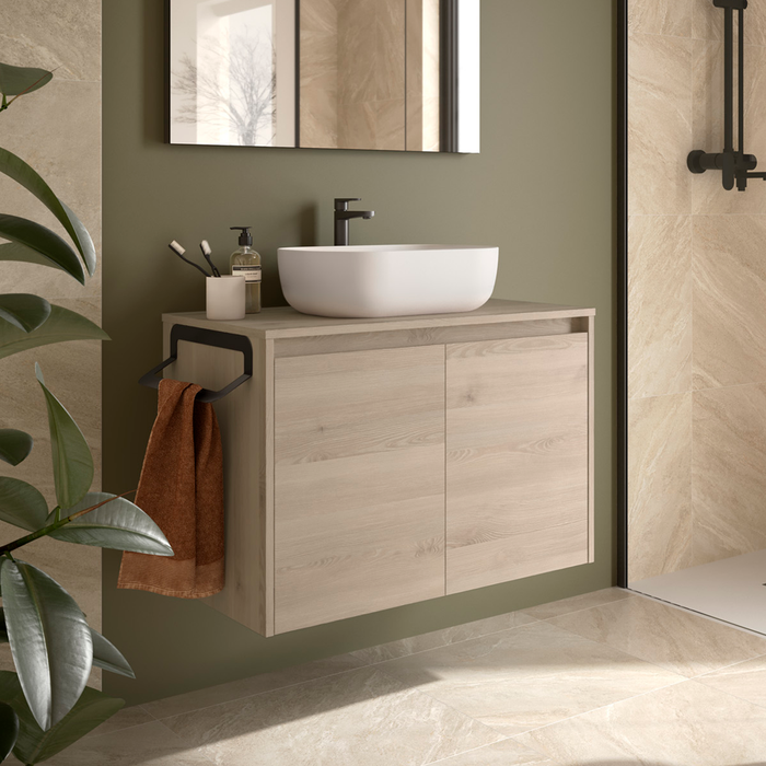 SALGAR NOJA Mueble de Baño con Tapa Encimera 2 Puertas Color Natural