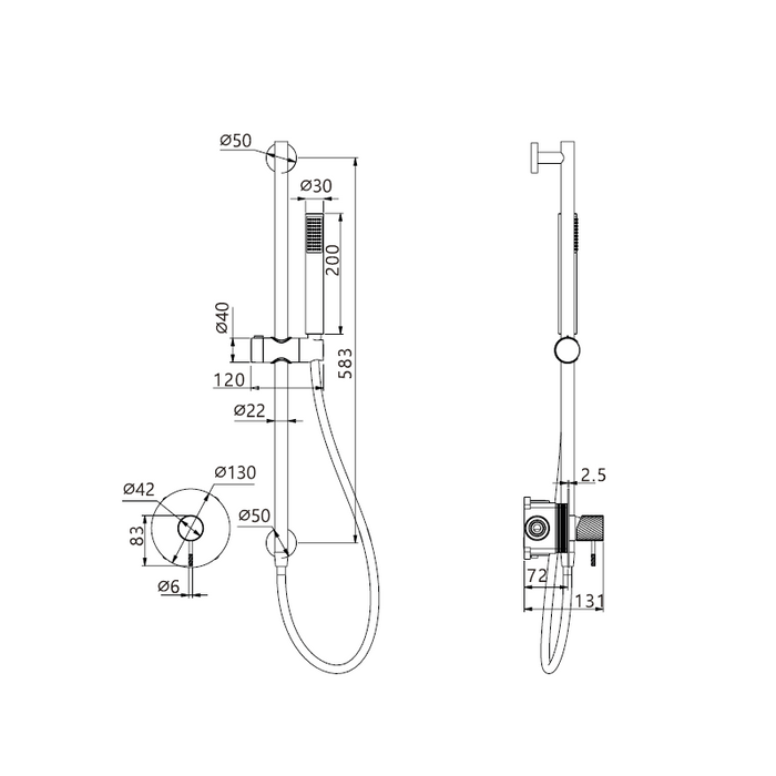 IMEX SMD038/NG LINE/TOP Conjunto Ducha Monomando Negro