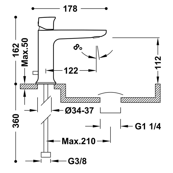 TRES 22210402DA Grifo Monomando Para Lavabo Acabado Cromo Con Válvula Automática