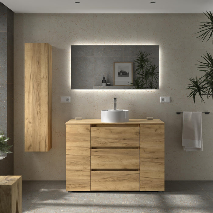SALGAR BEQUIA PLUS Mueble 3C Lavabo sobre encimera 120 cm Roble