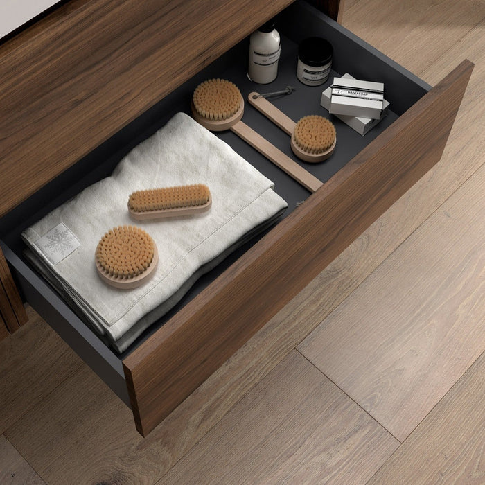 SALGAR NOJA Mueble de Baño con Tapa Encimera 2 Cajones Color Nogal Maya