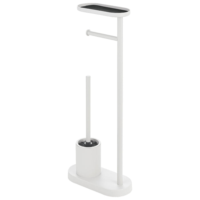 GEDY 30320200000 ELIOS Columna de pie con portarrollos, escobillero y repisa blanco mate