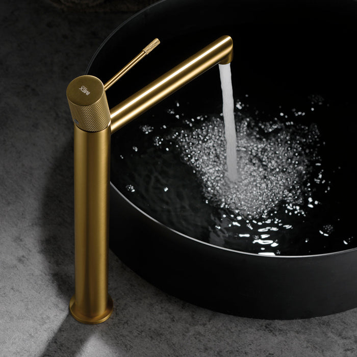 IMEX BDD038-3OC LINE Grifo de Lavabo Alto Oro Cepillado