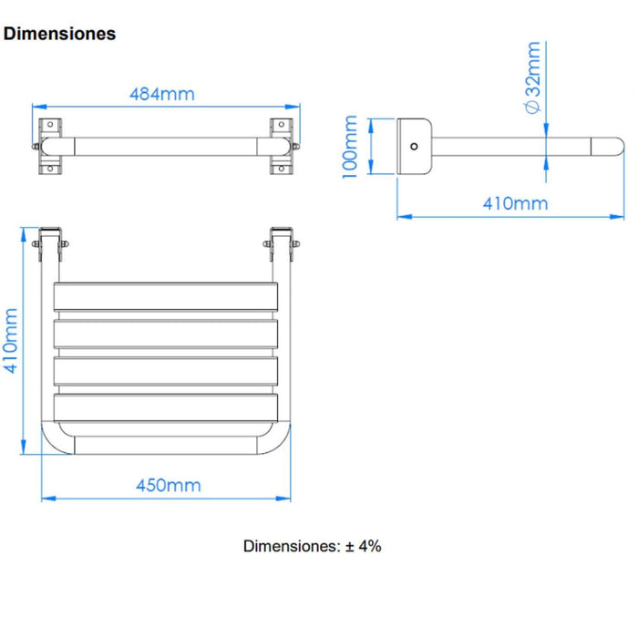 MEDICLINICS AM0201C Asiento de Ducha abatible Inox brillo