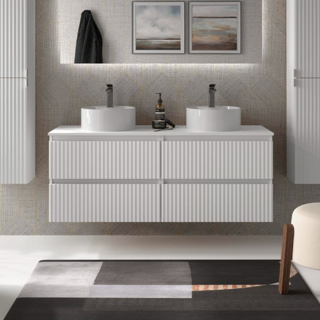 SALGAR 121777 KIRA Mueble+Lavabo LISBOA 140cm Blanco Mate