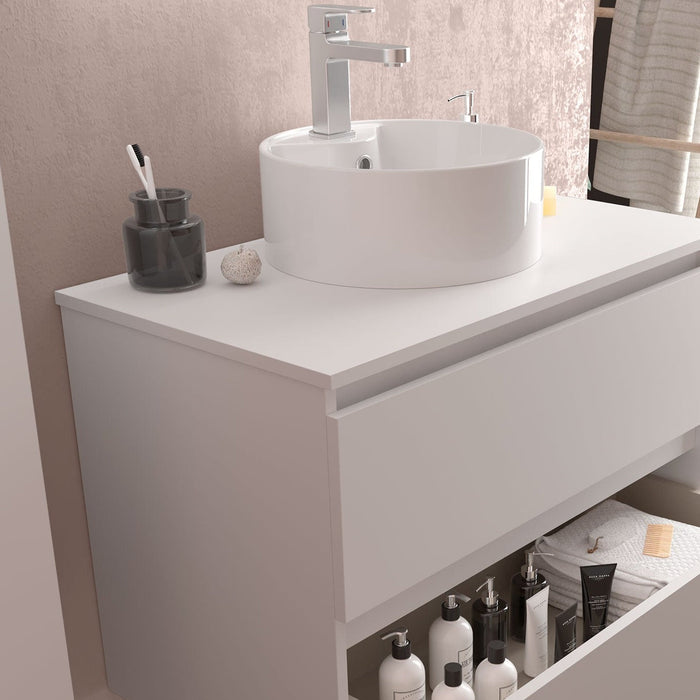 SALGAR BEQUIA Mueble de Baño con Tapa Encimera 4 Cajones Color Blanco Mate