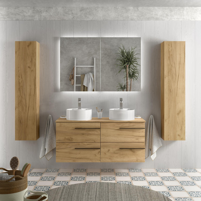SALGAR 116088 YARA Mueble de Baño 2 pozas Porcelana 120cm Roble