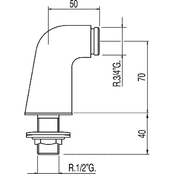 TRES 134870 Codo Adaptador Baño-Ducha Con silenciador