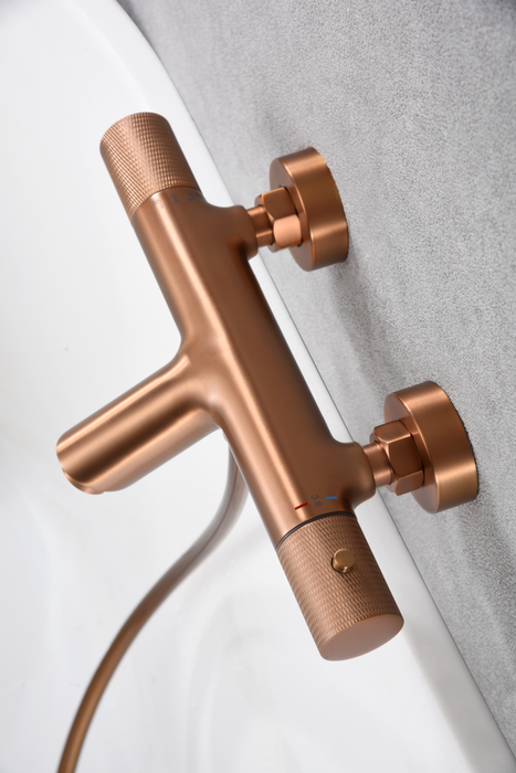 IMEX BTD038-4ORC LINE Kit Baño / Ducha Termostático Oro Rosa Cepillado