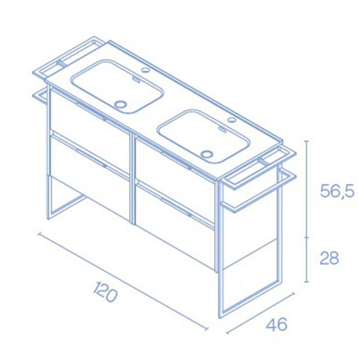 AMIZUVA C0073759 KEIKO Bathroom Furniture with Sink 4 Drawers 120 cm Fumé Arenado