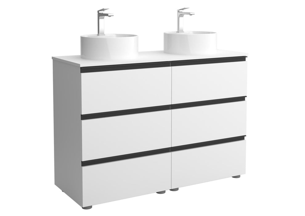 SALGAR BEQUIA METAL Mueble 3C Lavabo sobre encimera 120 cm Blanco Mate