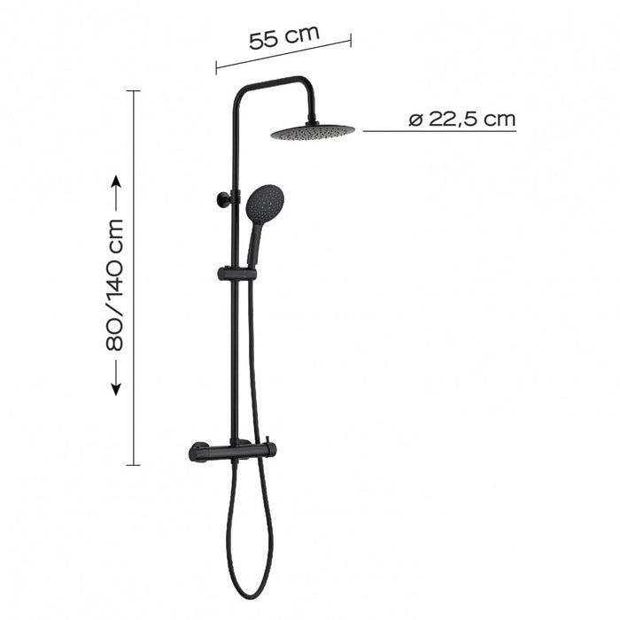 GEDY GYSC1025160 STAR PLUS Single-lever Faucet Large Telescopic Shower Matte Black