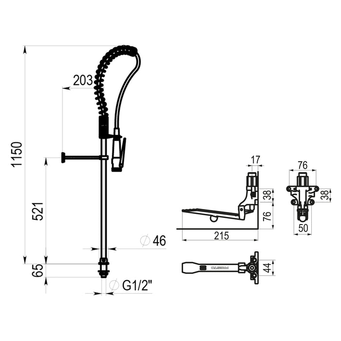 PRESTO 23976 Columna industrial básica con pedal presto 570 Cromo