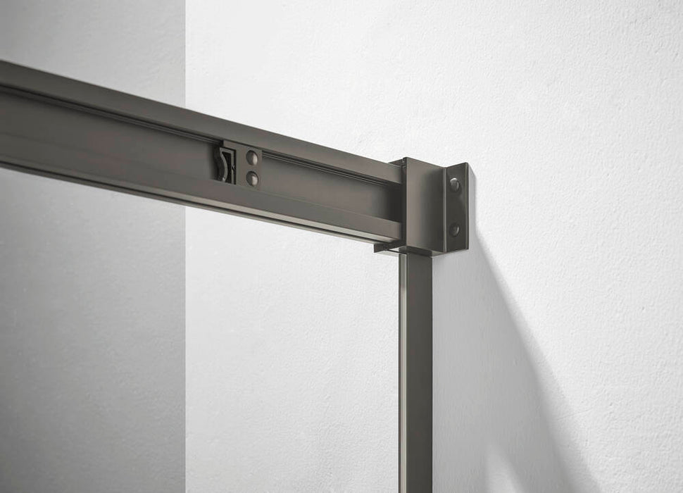 GME BASIC Mampara Frontal Ducha Corredera 1F+1C Titanio Vidrio Decorado