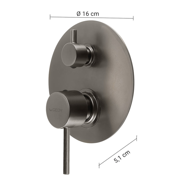GEDY MXGA0581000 GARDA Grifo empotrado de ducha con desviador gun metal