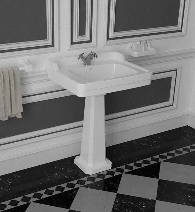 VALADARES NEOCLASSICA Lavabo con Pedestal 61 Con Copete Blanco