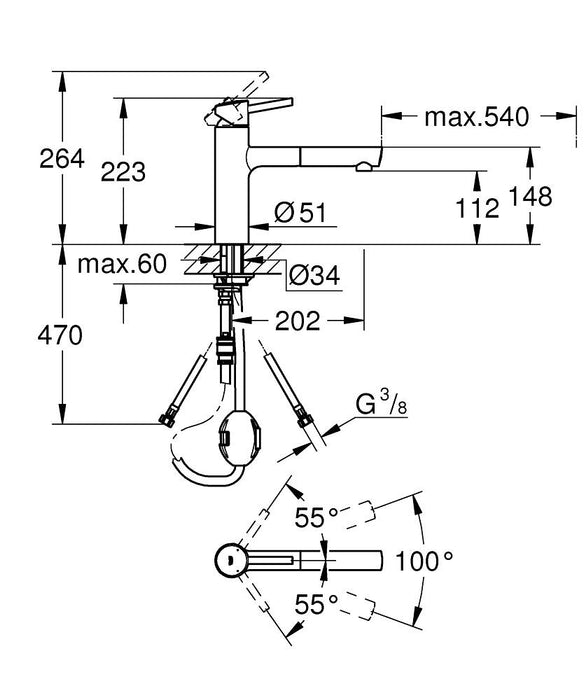 GROHE 31 129 DC1 Concetto Monomando de fregadero 1/2" supersteel