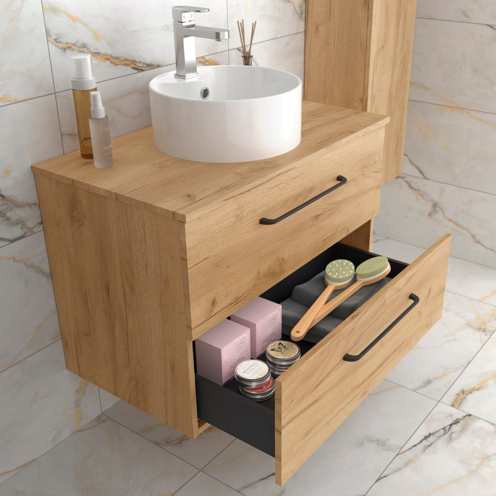 SALGAR MORAI Mueble de Baño con Lavabo y Encimera Color Roble