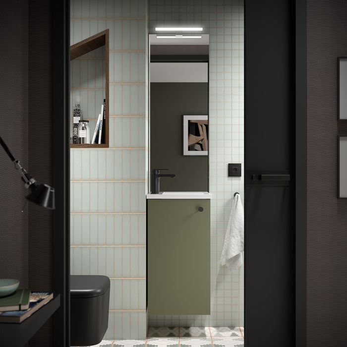SALGAR 113730 MARVILLE Conjunto Completo Mueble de Baño Mini con Lavabo 1 Puerta Color Verde Mate