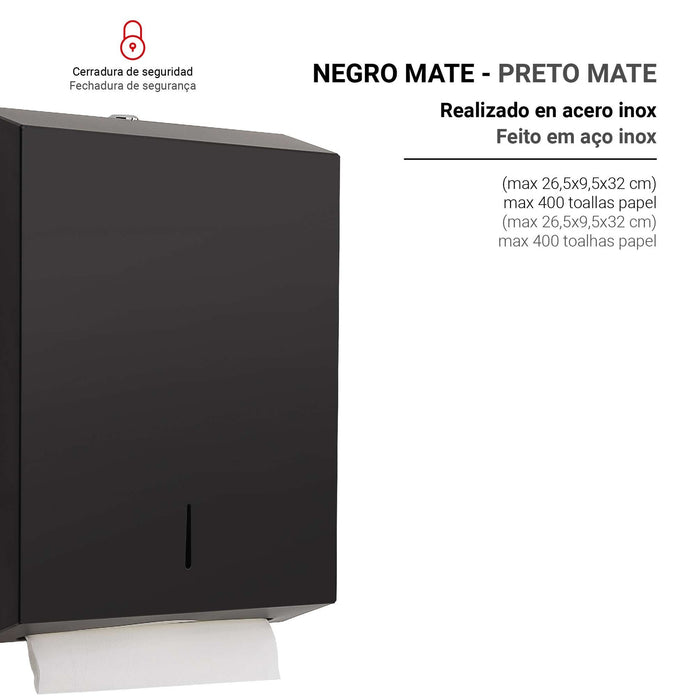 GEDY 24601400000 Matte Black Paper Towel Dispenser