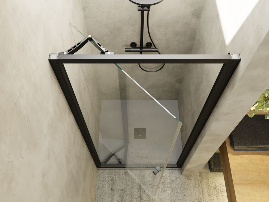 PROFILTEK SE-310 SERENA Mampara Frontal Ducha Pivotante Negro Mate Transparente