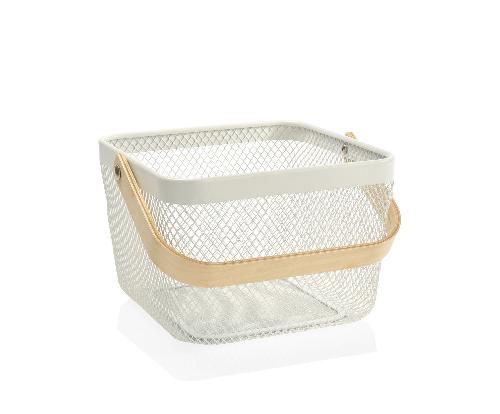 ANDREA HOUSE MS69240 Cesta Metal Blanco/Mad 25X25X17