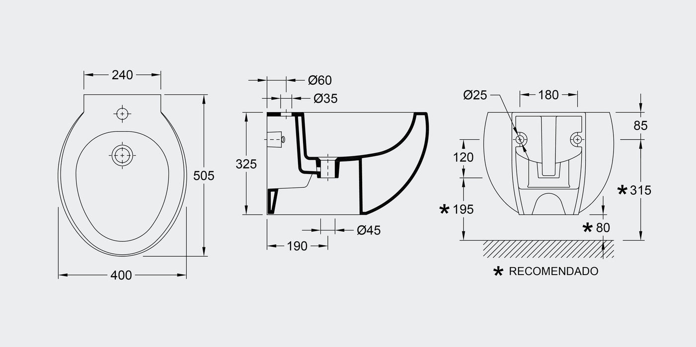 VALADARES 39401002K EGG Bidé Suspendido
