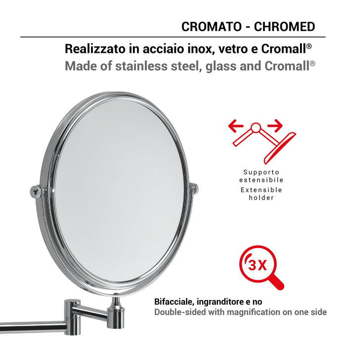 GEDY CO202413000 GAIA Chrome Magnifying Mirrors