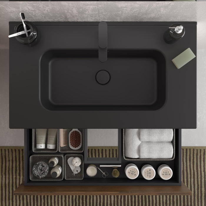 SALGAR BEQUIA Mueble Con Lavabo Constanza Negro Nogal