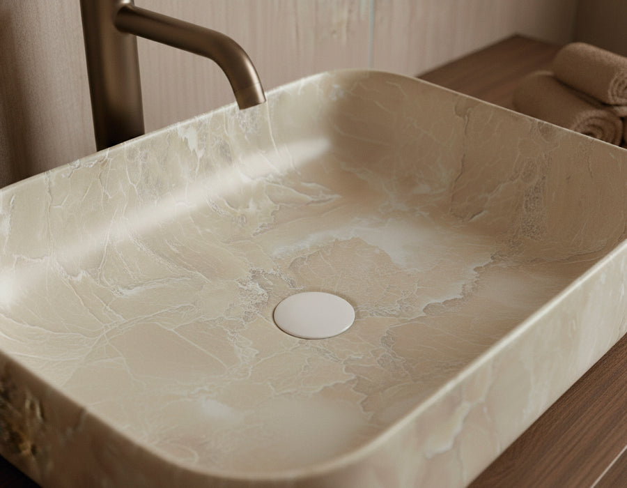 BhD 7057 DALLAS Lavabo Rectangular Travertino Sobre Encimera