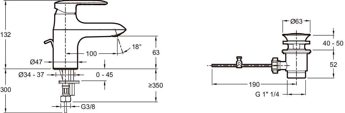 JACOB DELAFON E99980-CP KUMIN Grifo Monomando Lavabo Con Desagüe Automático