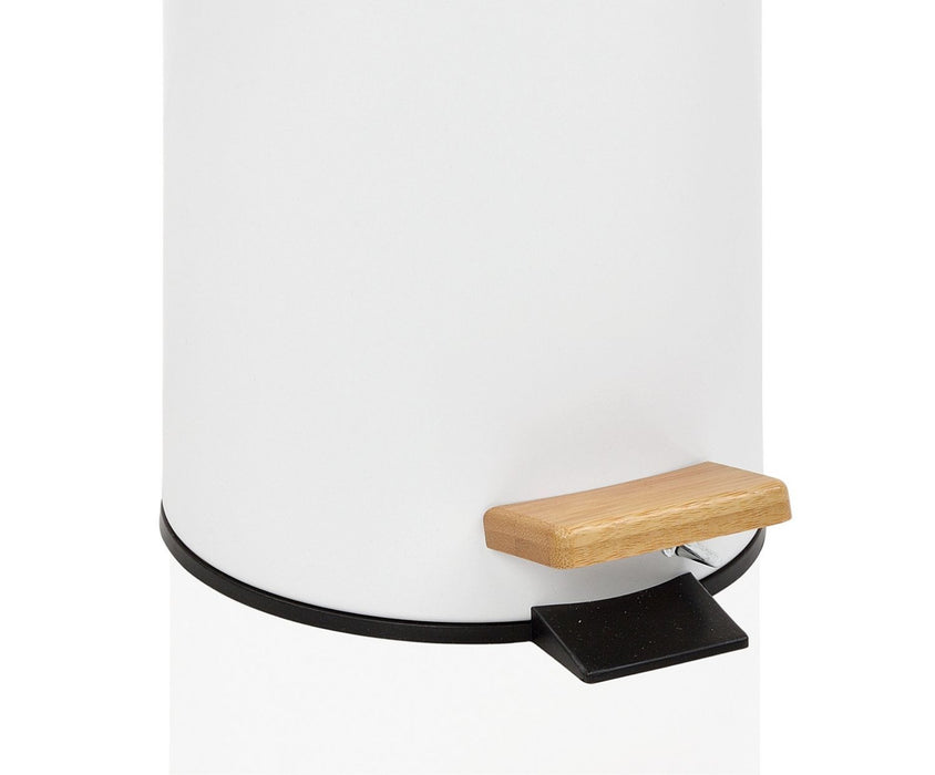 ANDREA HOUSE BA19300 Papelera Pedal 3 L Madera/Metal Blanco
