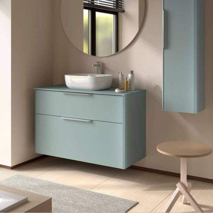 SALGAR LUVA Mueble de Baño con Tapa Encimera Color Aqua Tirador Anodizado