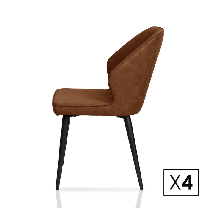 FURNITURE STYLE FS7031AVELPU TRIANA Pack 4 Dining Chairs Imitation Leather Brown Color