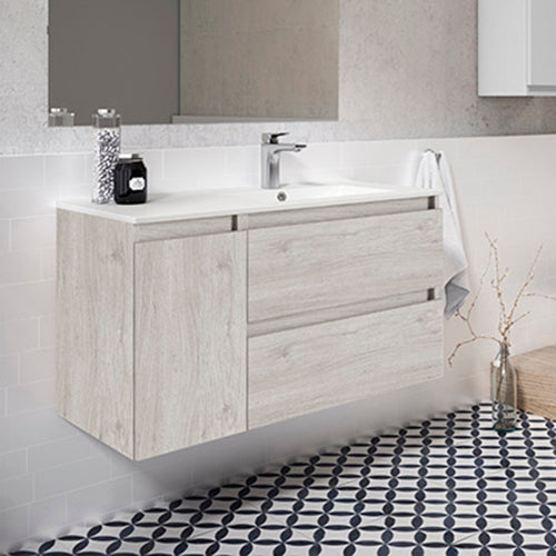 VISOBATH BOX Mueble de Baño con Lavabo Derecha 2 Cajones 1 Puerta Suspendido Abedul