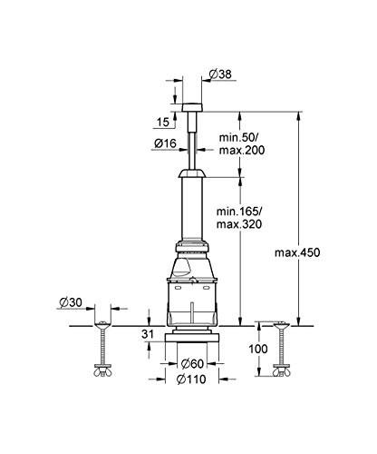 GROHE 37 088 PI0 Servo-Válvula De Descarga Tanque Bajo
