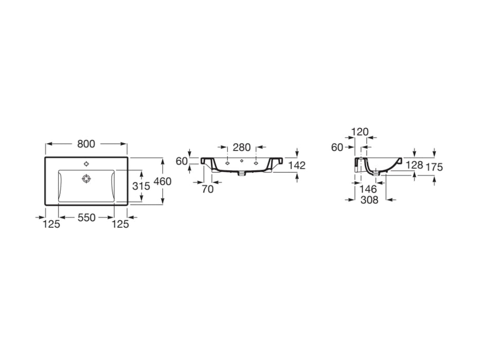 ROCA A3270M0000 THE GAP Sink 80 Wall-mounted