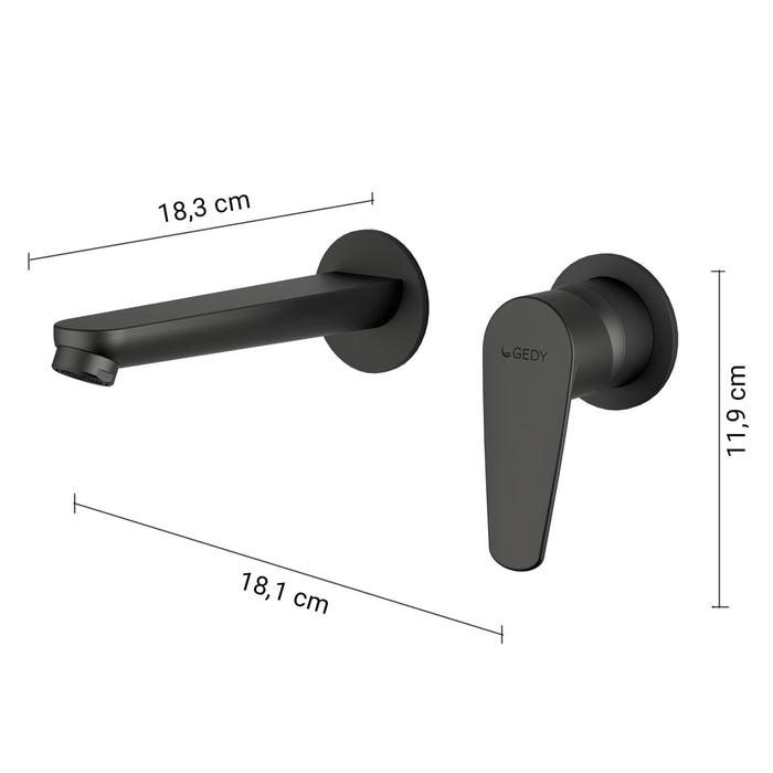 GEDY MXCO0714000 COMO Grifo de pared para lavabo negro mate