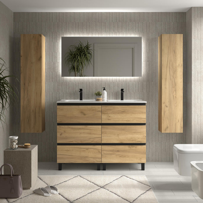 SALGAR BEQUIA METAL Mueble 3C Lavabo Constanza 120 cm Roble