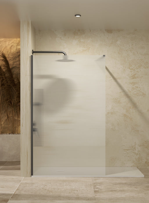 SB_X SCREEN WAVES Mampara Fijo Ducha 8 MM Black Gun Metal Vidrio Acanalado