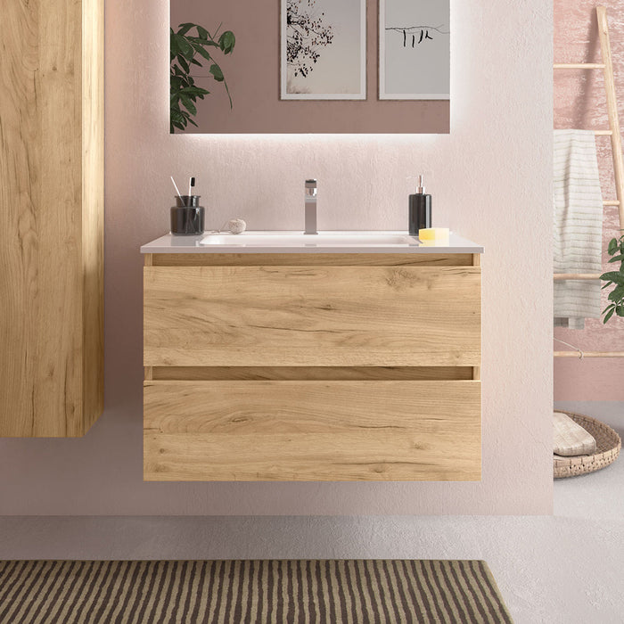 SALGAR BEQUIA Mueble de Baño con Lavabo Color Roble África