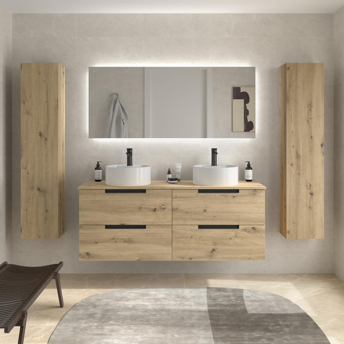 SALGAR 122014 LENI Mueble de Baño 2 pozas Porcelana 140cm Roble
