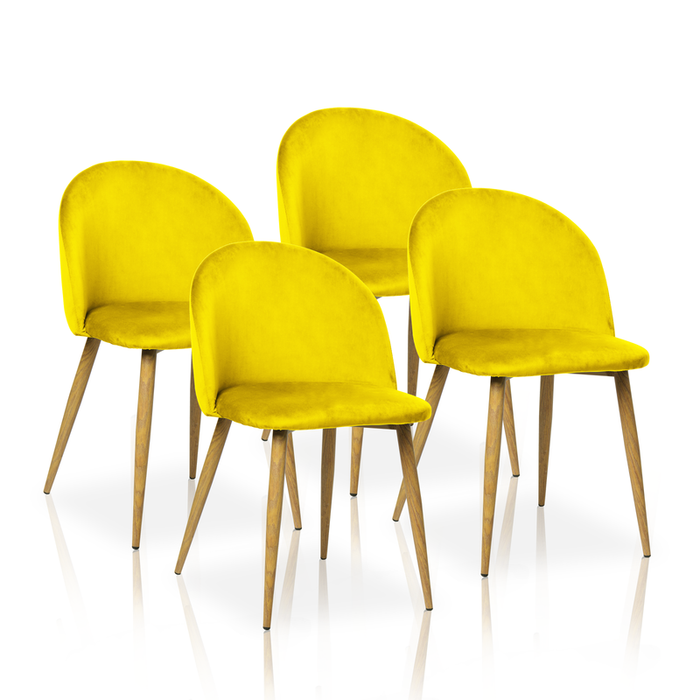 FURNITURE STYLE FS7003MOSTVEL MERCEDES Pack 4 Dining Chairs Velvet Color Yellow