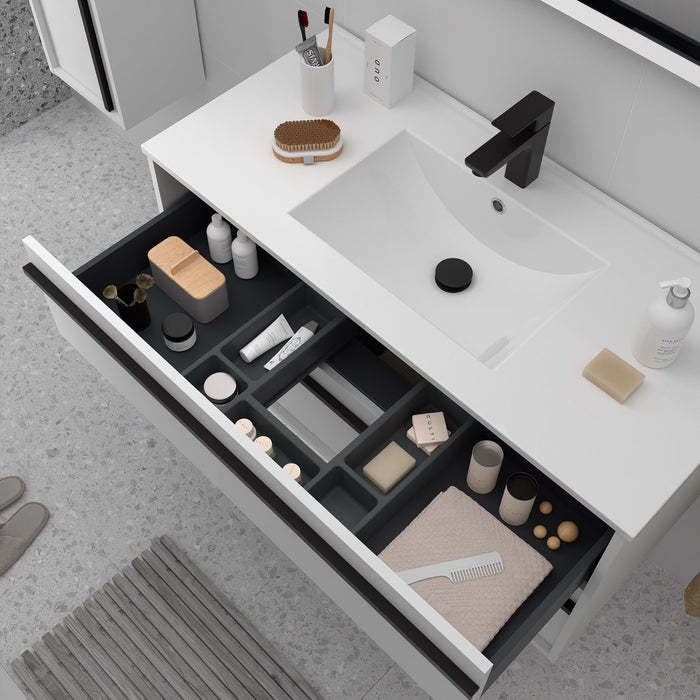 SALGAR ATTILA Bathroom Furniture with Sink 2 Drawers Matte White Color