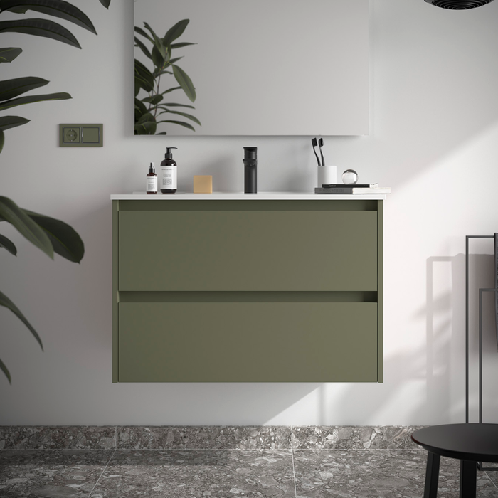 SALGAR NOJA Mueble de Baño con Lavabo 2 Cajones Color Verde Mate